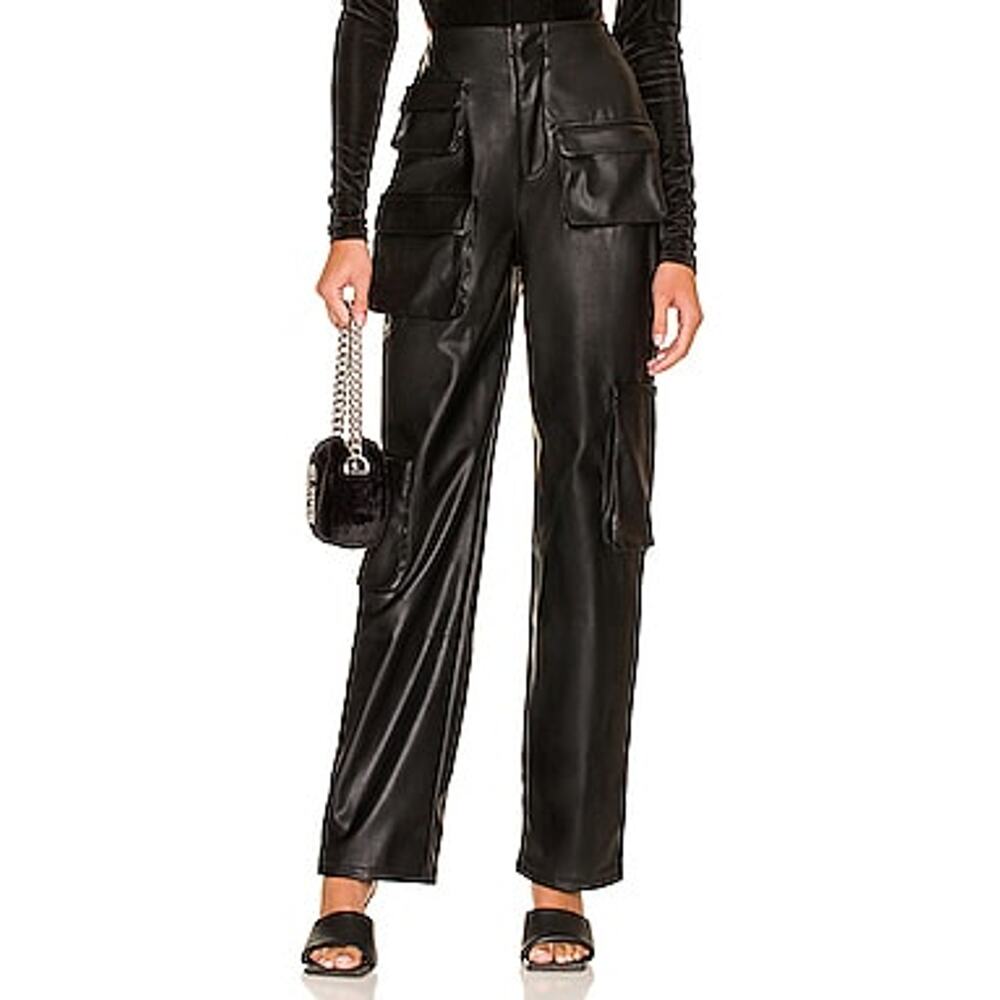 Afrm 'Sigmund' Black Faux Leather Pant Size 27